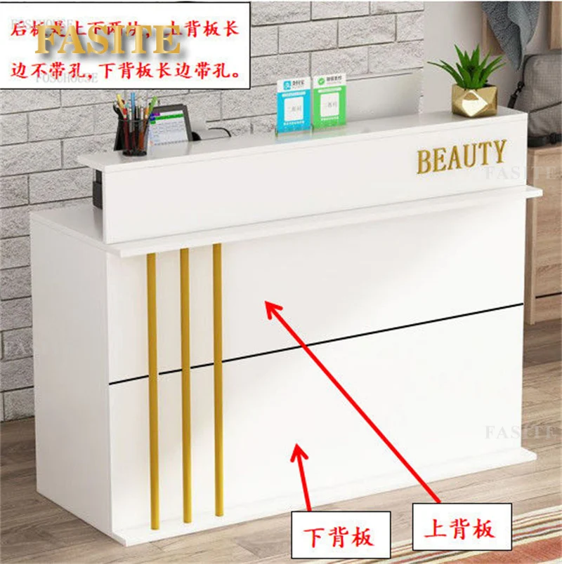 Description Picture 6 of itemModern Reception Desks Office Furniture Simple Cashier Counter Office Desks Barber Shop Beauty Salon Bar Table Reception Desk