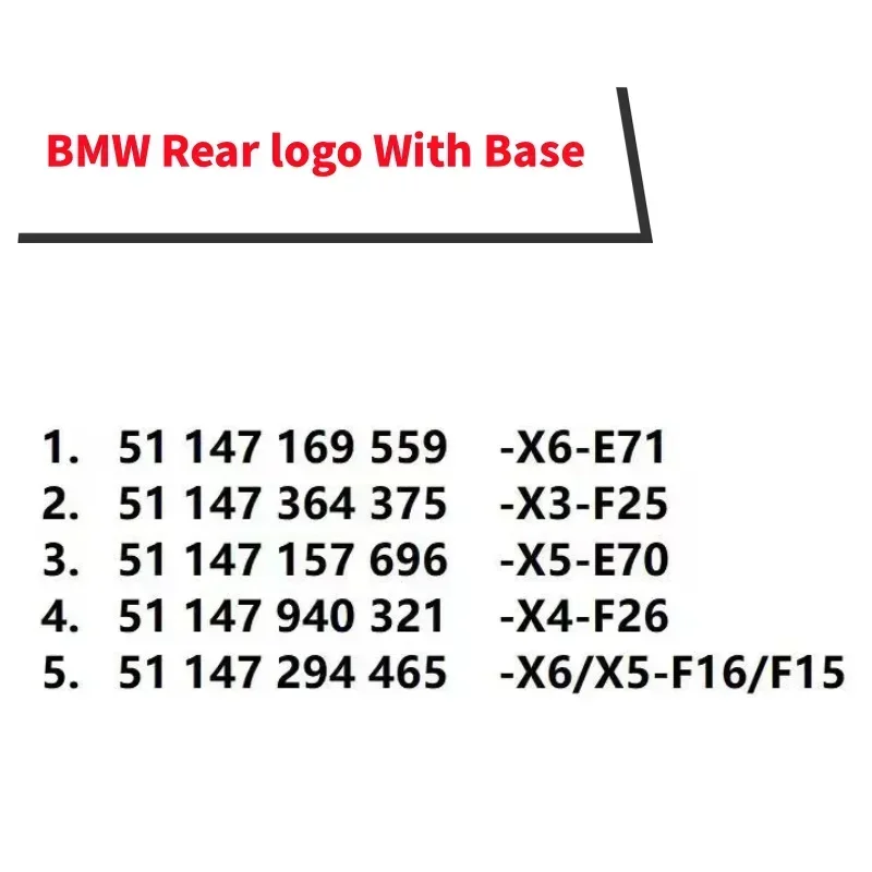 BMW 로고 X6 E71 F16 X3 F25 X5 E70 F15 X4 F26 리어 트렁크 엠블럼 배지 장 3D ABS 크롬 리어 배지