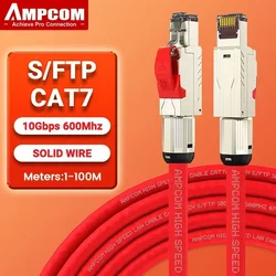 High - Speed Industrial Grade Ethernet Cable, Screened Shielded Solid, 22 - 23AWG, Up to 40Gbps - 0.5m (CAT7 Red 23AWG)
