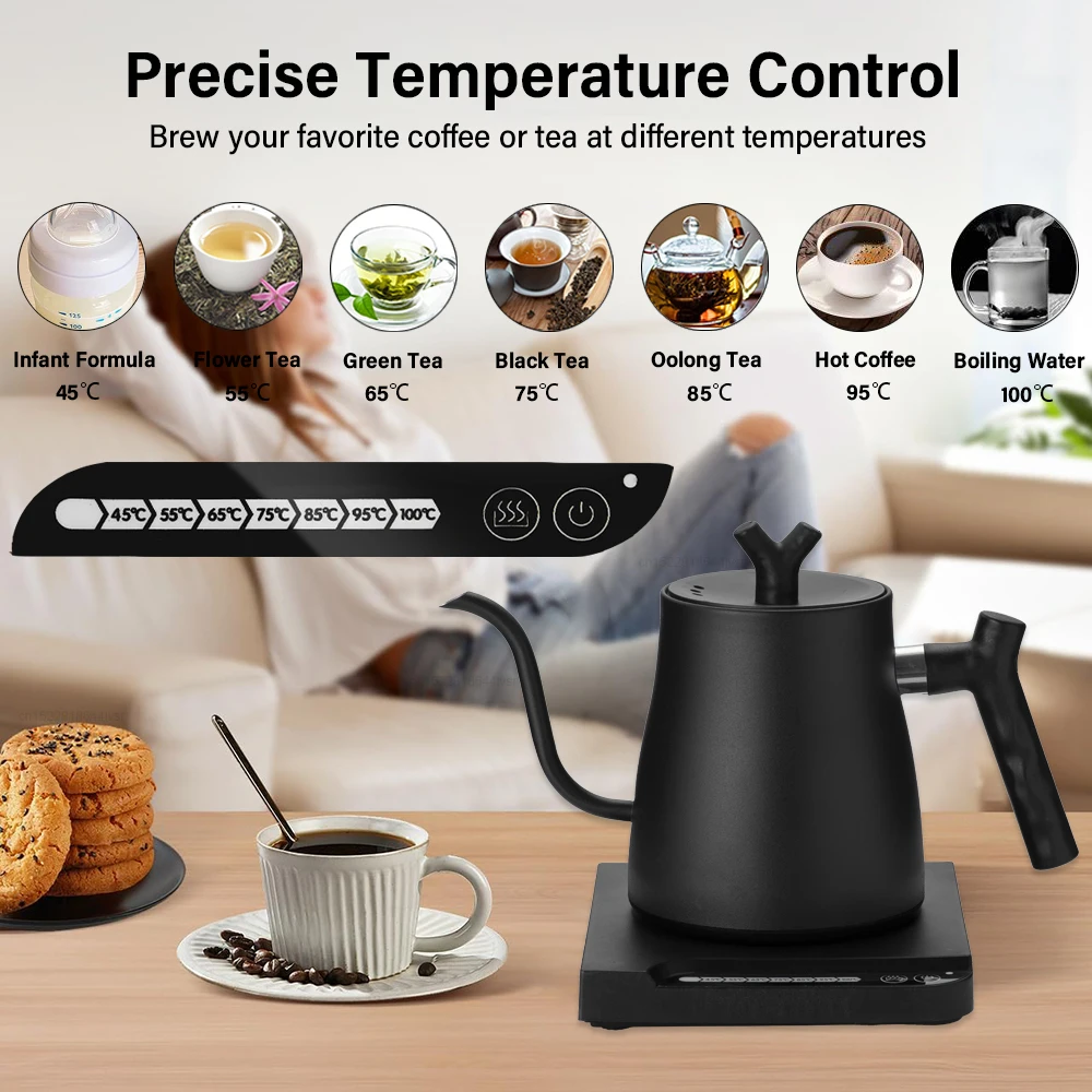 Gooseneck Electric Kettle with Temperature Control Electric Kettle for Coffee Tea 1000W Electric Coffee Pot Teapot Water Kettle 4