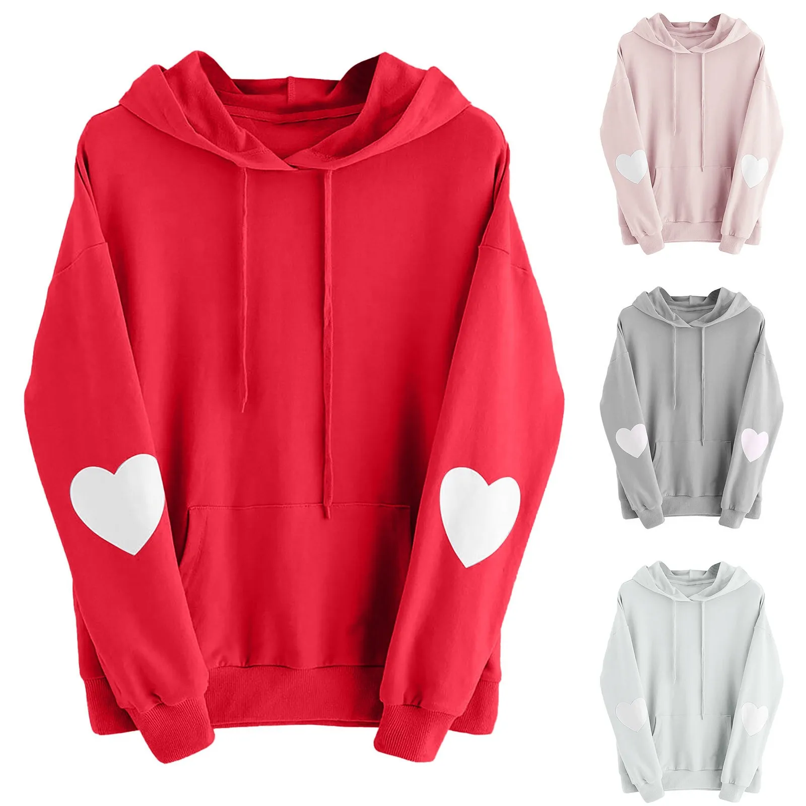 

Comfort Long Sleeve Casual Loose Tops Shirt Long Sleeve Heart Printed Hoodie Top Sweatshirt Jumper Hooded Pullover Top Blouse