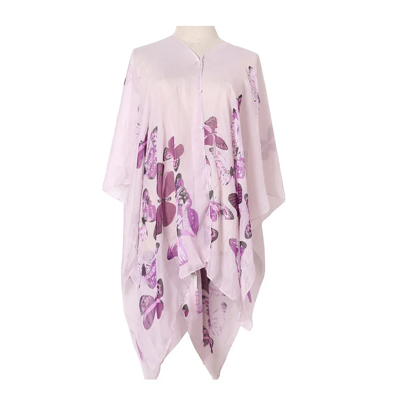 Women's Chiffon Beach Cover-Up – Sun Protection Shawl & Bikini Sarong Wrap