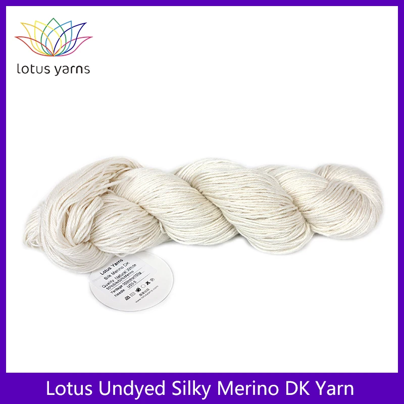 Lotus Undyed Silky Merino DK Weight Yarn Nat White Color For Dyeing or Knitting Garments 2