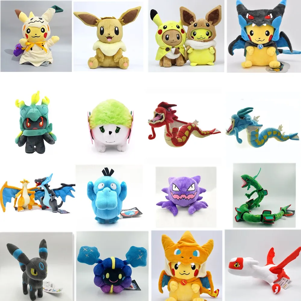 Pokemon Pokemon Eevee Plush Soft Stuffed Animal Pocket Cartoon Toy Gyarados Rayquaza Charizard Decor Home Plush Anime Doll Gift