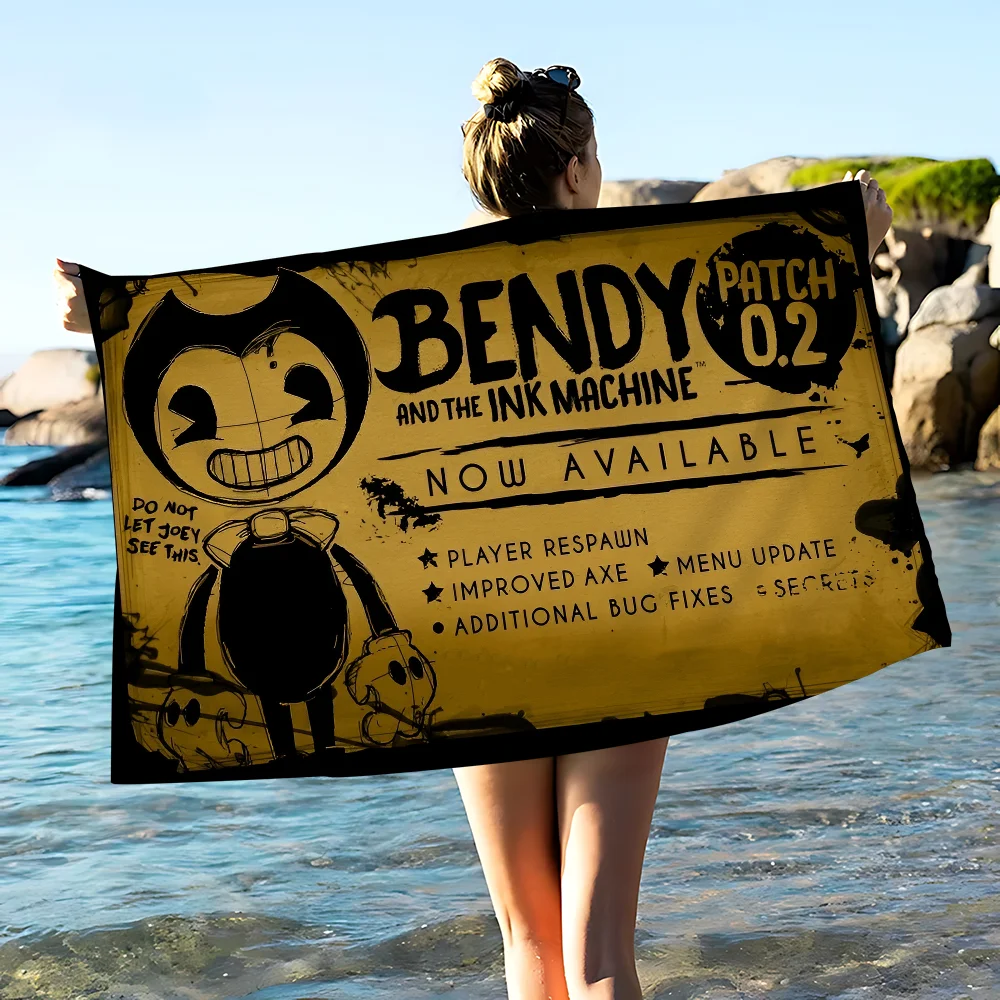 B-Bendy and the Ink M-Machine Anime Beach Swimming Towel Soft Absorbent Washcloth Children's Gifts for Kids Travel Camping Gym - Image 4