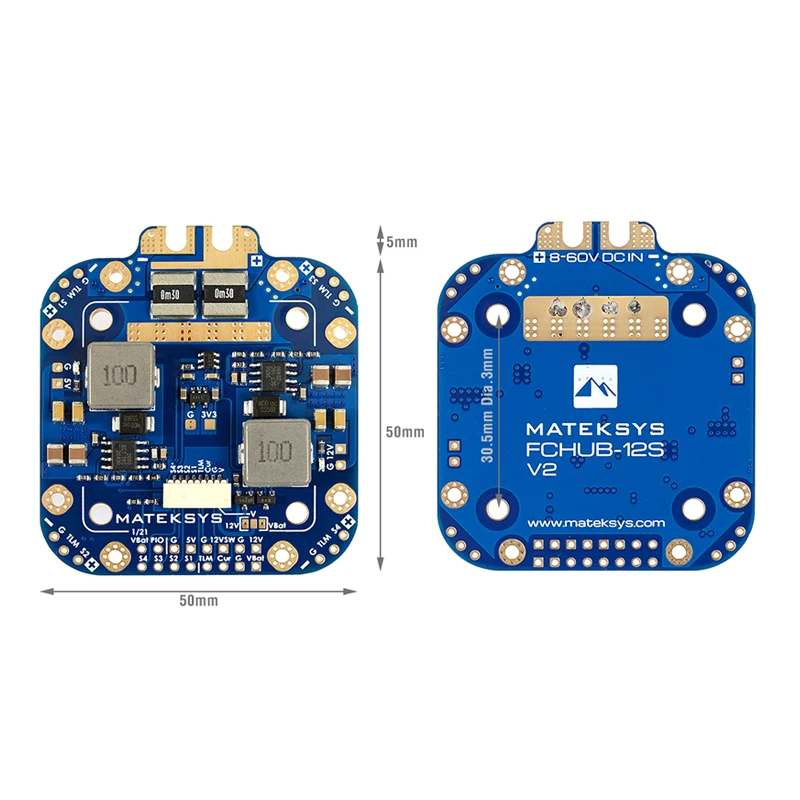 

Matek Mateksys FCHUB-12S V2 Hub распределительная плата питания PDB 5 В и 12 В BEC Встроенный датчик тока 184A для радиоуправляемого мультикоптера
