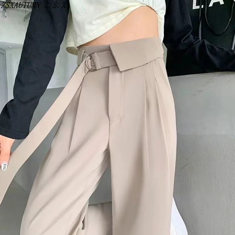 

Suit Women Pants Spring Summer High Waist Casual Loose Fitting Straight Wide Leg Fashion Loose Trouser Elegant Straight Pantalon