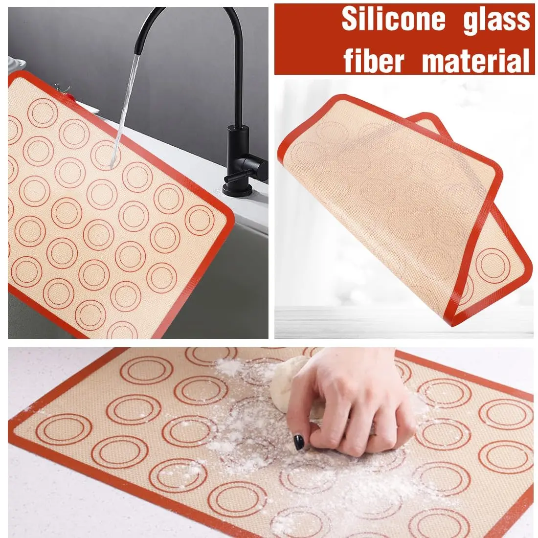 Set of Silicone Baking Mats - Thin, Non-Stick, Reusable, Heat-Resistant, Food-Grade for Oven Cooking and Pastry