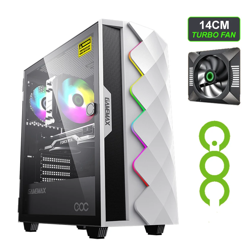 Rgb Computer Case Gaming Mid-Tower Desktop Atx/Itx Case Mainframe Box With Coc Cooling Side Transparent Glass Panel
