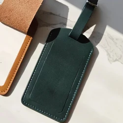 Customizable Genuine Leather Luggage Tag - Luxury Travel Accessory with Personalized Letters (Dark green)