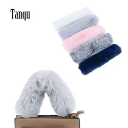Tanqu 1 Pc Universal Fur Furry Hook Loop Fastener Sleeves Cable Cover for Leather Rope Handles for Obag Women Shoulder Handbag