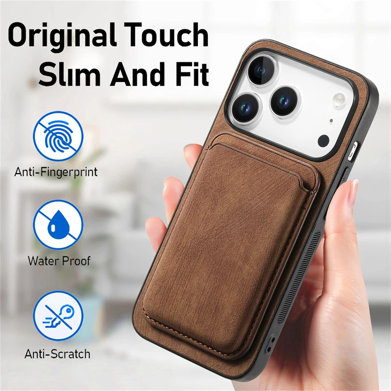Leather Magnetic Wallet Case with Detachable Card Slot Back Cover