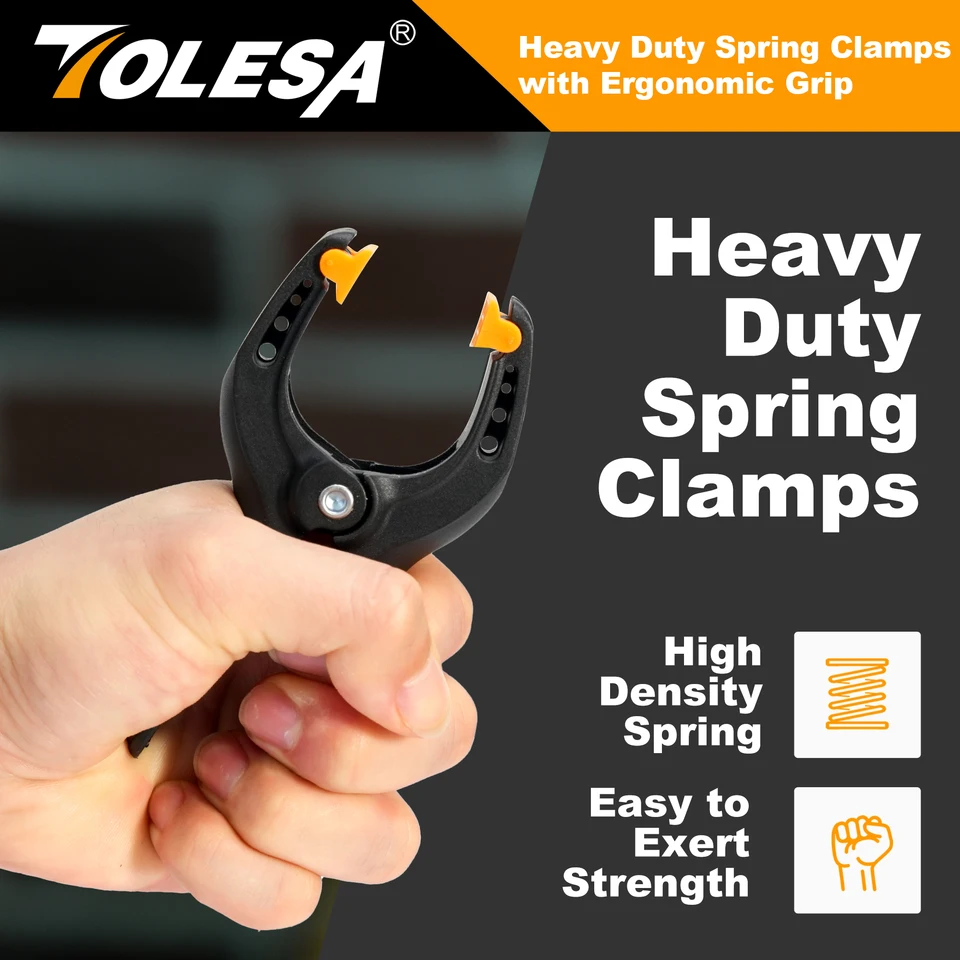 Morsetti A Molla TOLESA 254mm | Forza Di Serraggio 37 Libbre | In Nylon Rinforzato | Per Legno E Fai Da Te