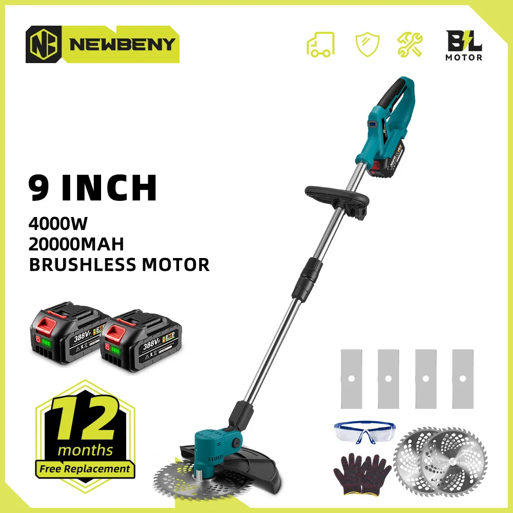 

NEWBENY 9 Inch Brushless Electric Lawn Mower Digital Display Cordless Rechargeable Garden Weeding Tools For Makita 18V Battery