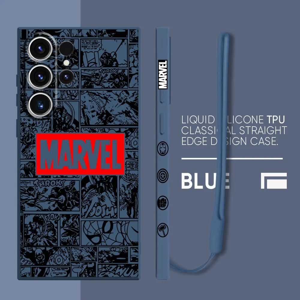 thumbnail image 1 of Marvel Logo Case for Samsung Galaxy S21 Ultra S22 Ultra 5G S23 S20 FE S24 Plus S22 Ultra S21 Luxury Square Liquid Cover, 1 of 5