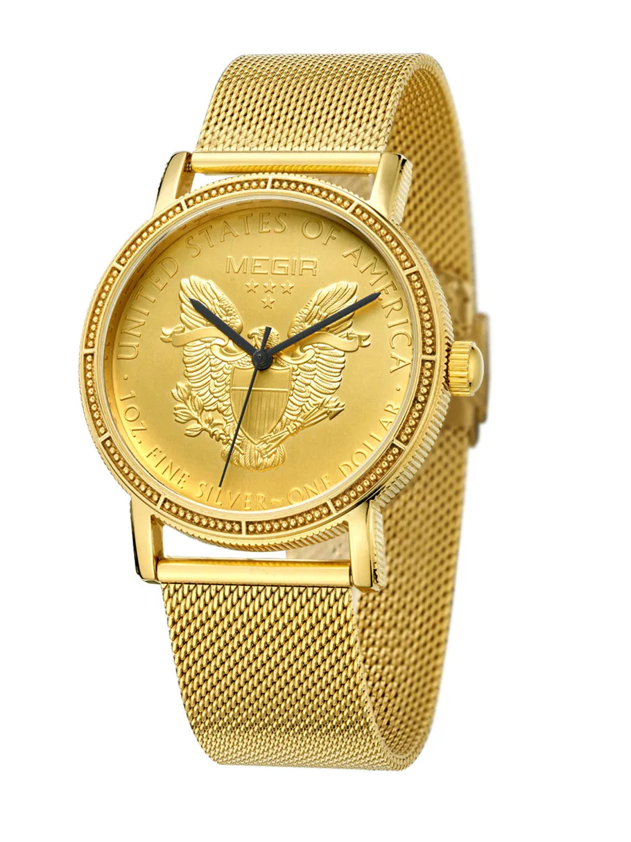 Luxus-Business-Uhr für Männer, Gold, Stahl, Mesh-Armband, Herren-Quarzuhr, wasserdicht, Armbanduhr 2032_voghion.com