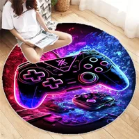 Neon Boy Games Round Carpet Vintage Design Print Living Room Bedroom Cute Washable Home Bedroom Rug Aesthetics Mat Decoration 2