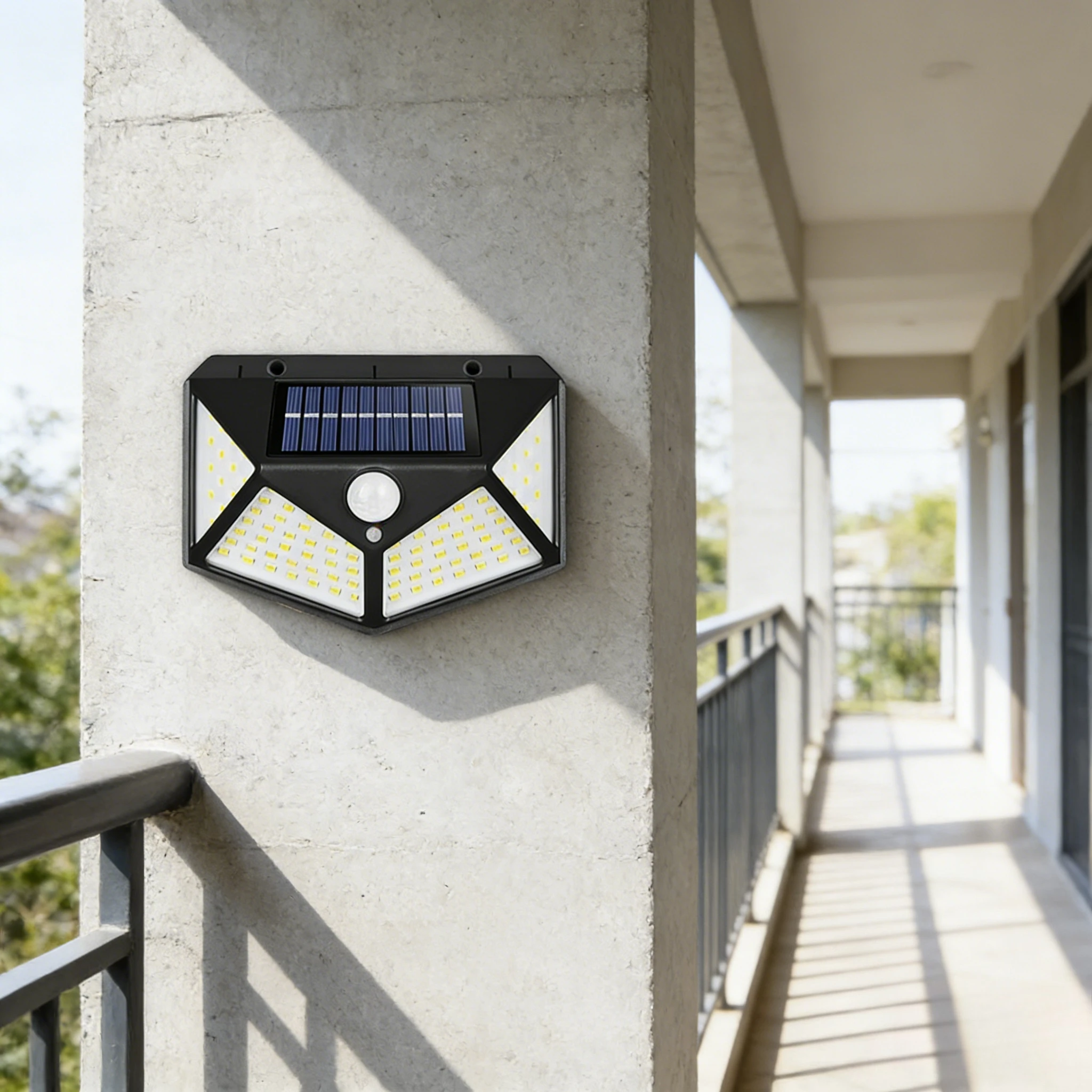 1/2/4pcs 100 LED 벽 조명 야외 태양 램프 PIR 모션 센서 정원 장식을위한 태양 광 발전 햇빛 가로등