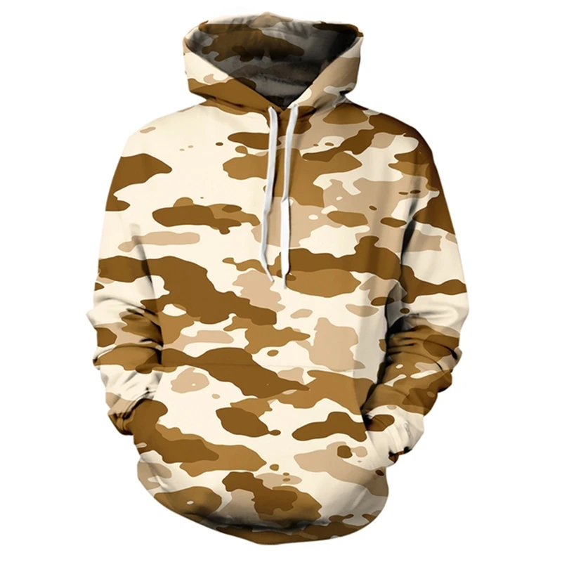 Men's Hoodie 3D Full Printed Camouflage Patterns Casual Long Sleeved Hooded Pullover Autumn Trendy Men Clothing Tops