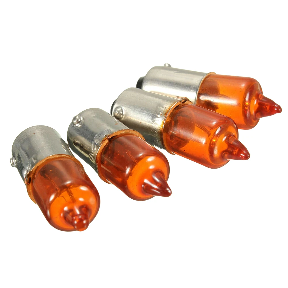 Amber 4Pcs Motorcycle Indicator Bulb Super Bright Motorbike Mini Indicator Light 12V 6W for Motorbike Scooter Automobile