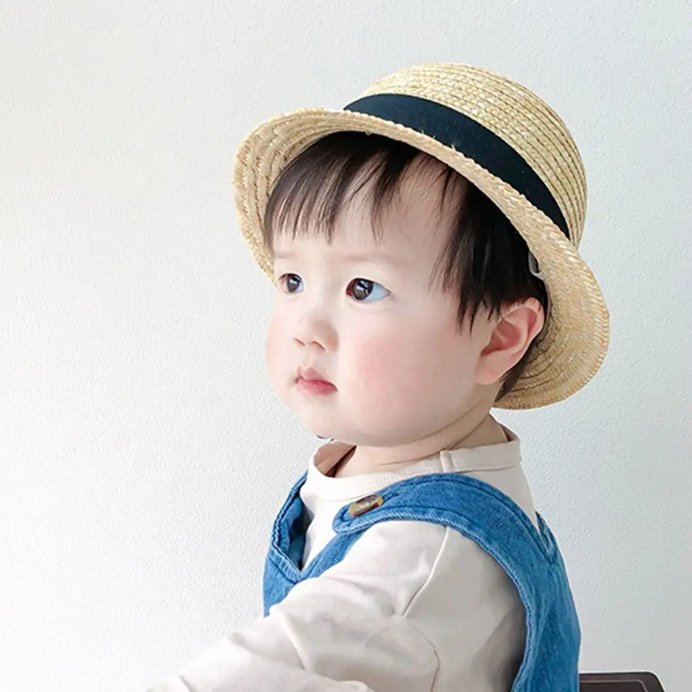 

UV Protection Summer Wide Brim Panama Cap Children Sun Visor Hat Korean Style Cap Baby Outdoor Hat Kids Straw Hat