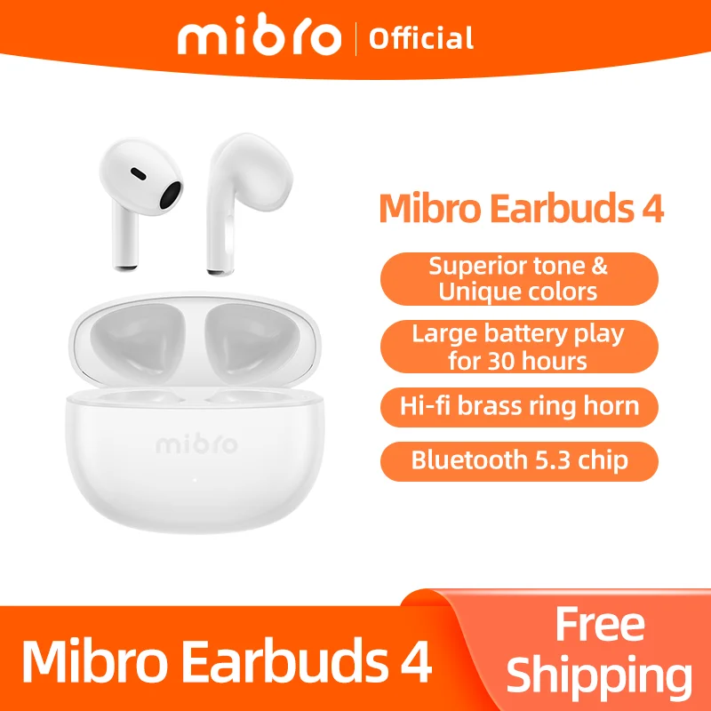  Mibro Earbuds4 Bluetooth Earphone Wireless Headphone Touch Control Waterproof ENC HD Call Cancellation Mini Sports TWS Headset 