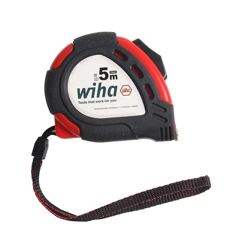 Wiha NO.33251 5m 정밀 측정 테이프 (금속 벨트 클립 일체형, 자동 잠금 스틸 테이프 측정 도구)