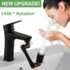 Universal 1440 Degree Rotatable Extension Faucet Sprayer Head 2 Modes Bathroom Tap Extend Adapter Aerator Faucet Extender Black 2