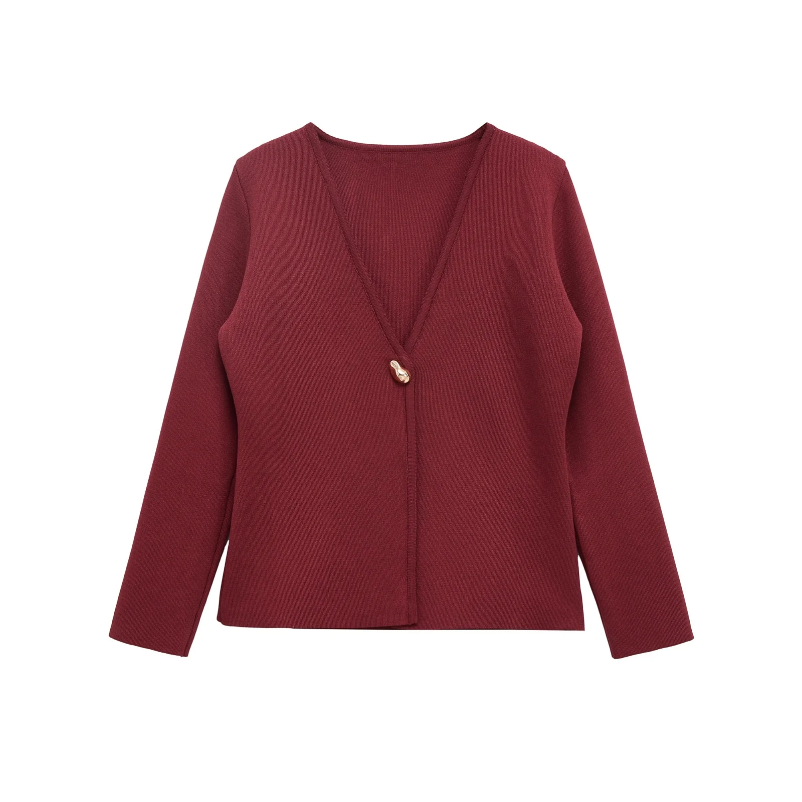 Autumn Women Sweaters Cardigans Fashion V-Neck Long Sleeve With Gold Button Knit Cardigan Sweater Female Outerwear Chic Top