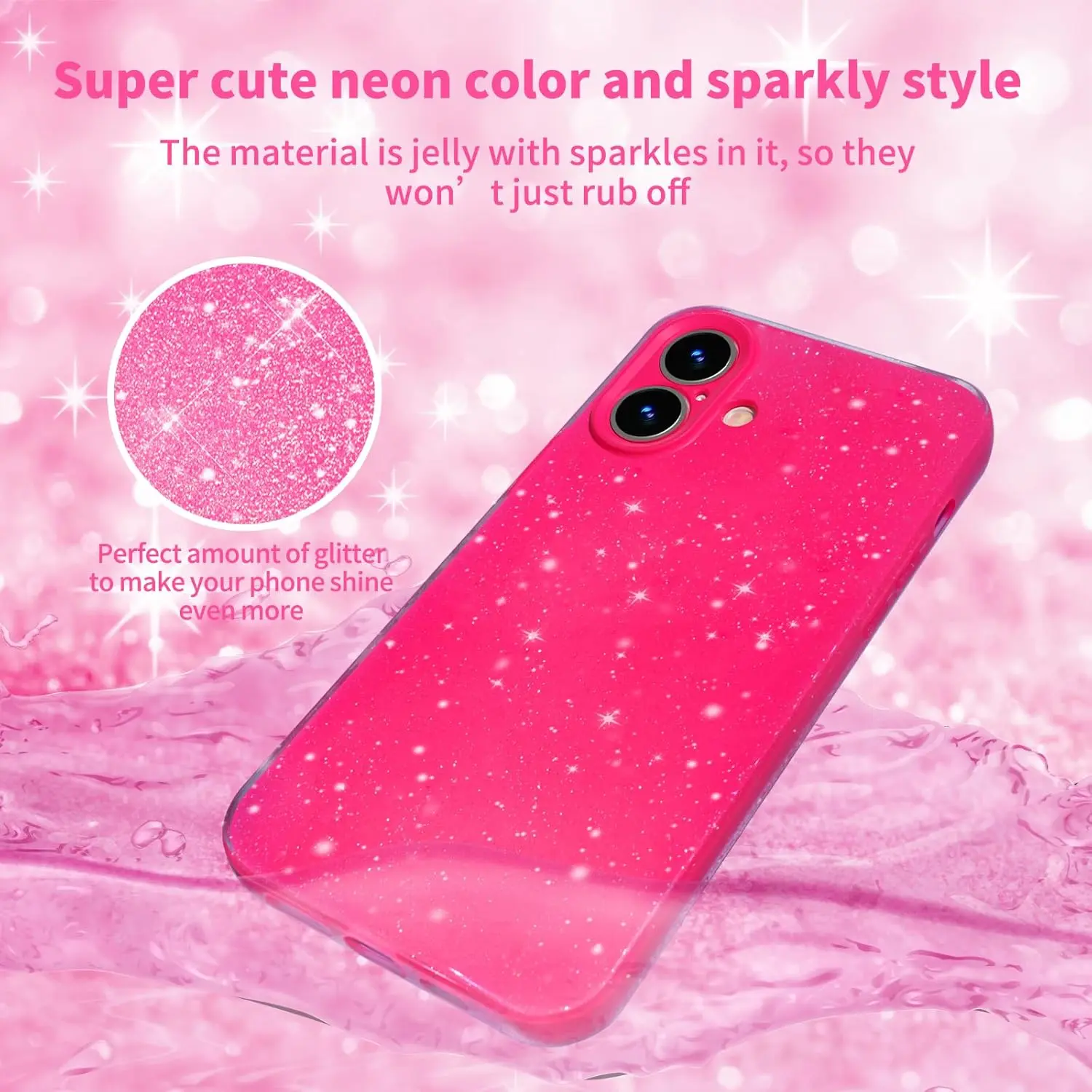 Hot Pink Rose Glitter Phone Case - Stylish Sparkle Cover