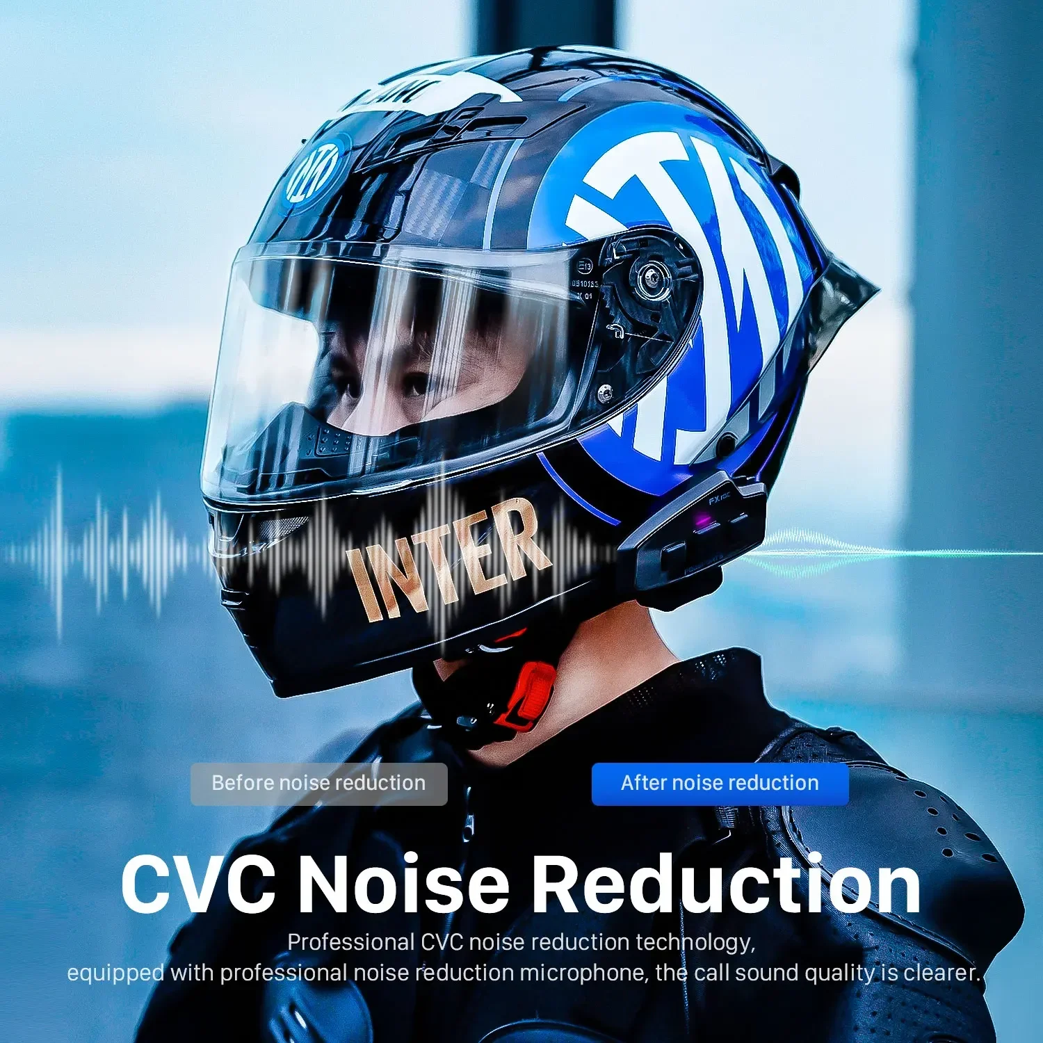 2피스 포드스포츠 FX10C 1KM 인터콤 범위 무제한 연결 블루투스 인터콤 헤드폰 오토바이 인터콤