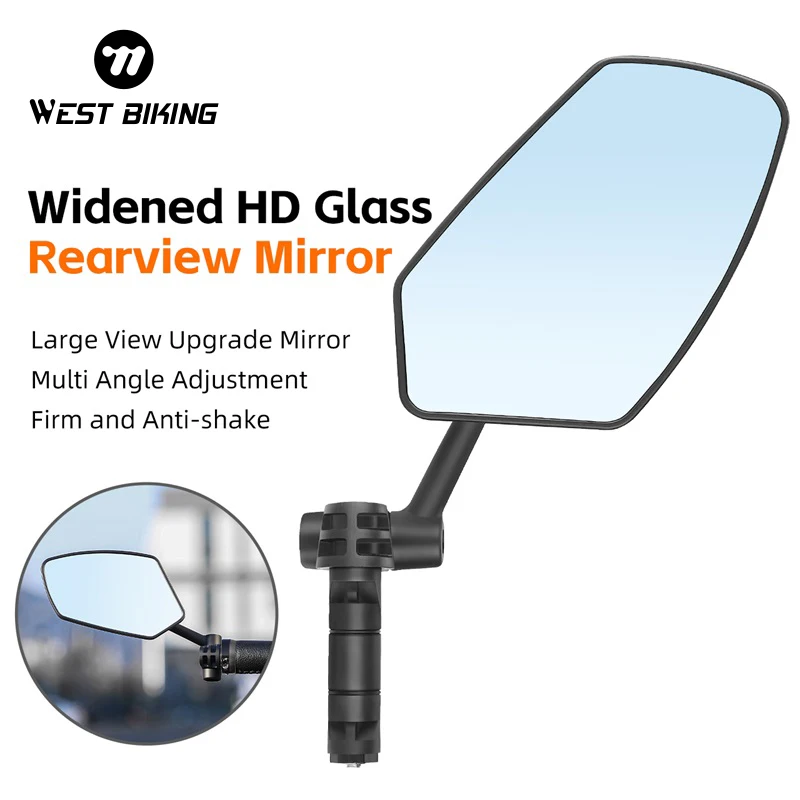 WEST BIKING Bicycle Handlebar Rearview Mirror Adjustable Rotatable Bike Rear View Mirror Clear Wide Range Reflector Cycling Part