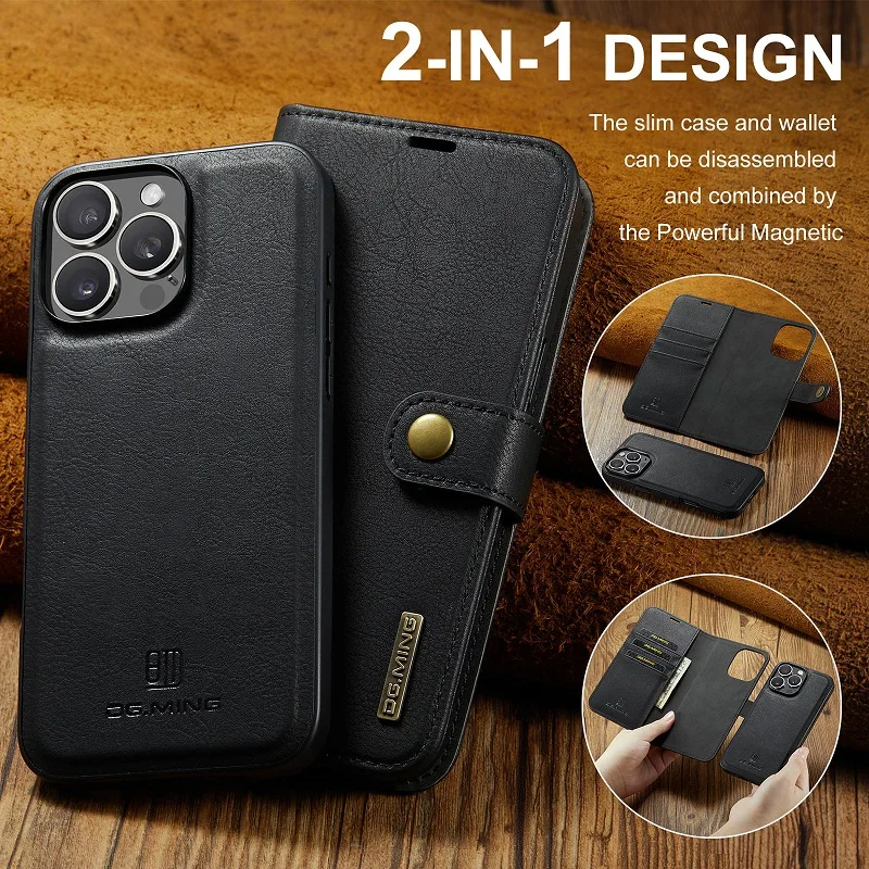 Magnetic Cowhide Phone Cover Card Slot Banknote Clip Folding Protective Case For iPhone 16 Pro Max 15 Pro Max 16E 14 13 12