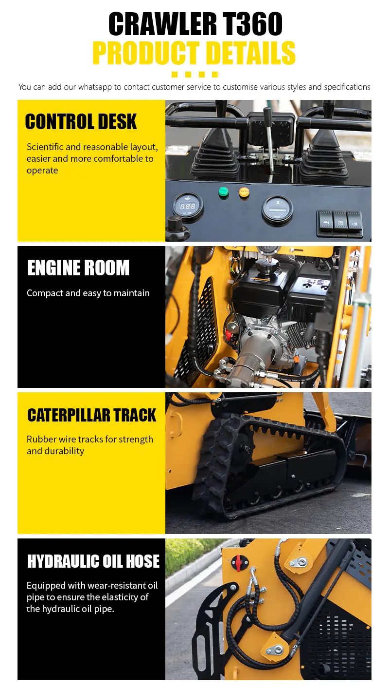 Kostenloser Versand 2025 Neues Design Chinesischer Kompaktlader CE EURO 5 EPA Motor Kompaktlader Dieselrad Crawler Kompaktlader – Detail 6