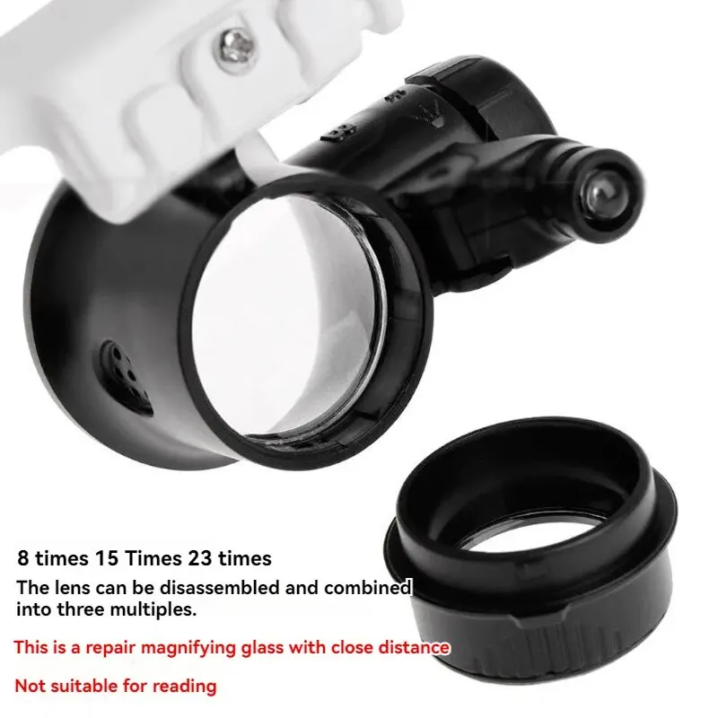 Magnifying Glass Head Magnifier Clock Repair Engraving Glasses Antique Jewelry Identification 3 Group Magnification Led Lights