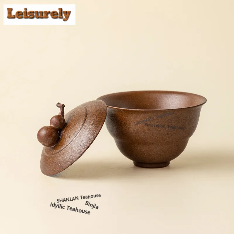 125ml Sauce Glaze Gourd Gaiwan Japanese Tea Tureen Household Tea Bowl With Lid Kit Tea Maker Cover Bowl Teaware Ornaments Craft