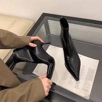 2025 New Women's Ankle Boots Sexy Pointed Toe Woman Short Boots Fashion Causal Ladies Thin High Heel Boots Solid Color Stiletto - Image 3