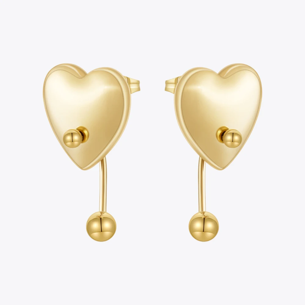 

ENFASHION Aretes De Mujer Heart With Steel Ball Stud Earrings For Women 18K Gold Plated In Earings Fashion Luck Jewelry E231486