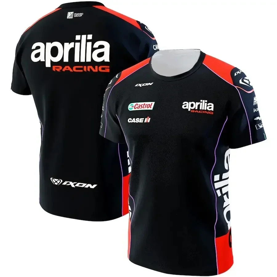 thumbnail image 1 of Camisetas deportivas del equipo de carreras Apprilia, cuello redondo, manga corta, verano, con estampado 3D, transpirables, de secado rápido, para hombres y mujeres, 1 of 5