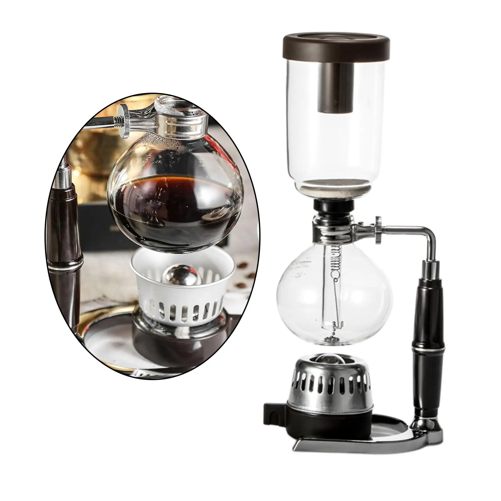 Glass Type Siphon Coffee Maker 3/5 Cups Vacuum Coffeemaker for Coffee Shop Office