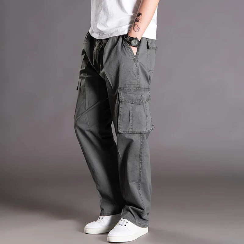 

Big size 6xl 12xl 13XL 170KG Large Size Summer Men Cargo Pants Cotton Pocket Loose army green Casual Safari Style Pants 68 70 74