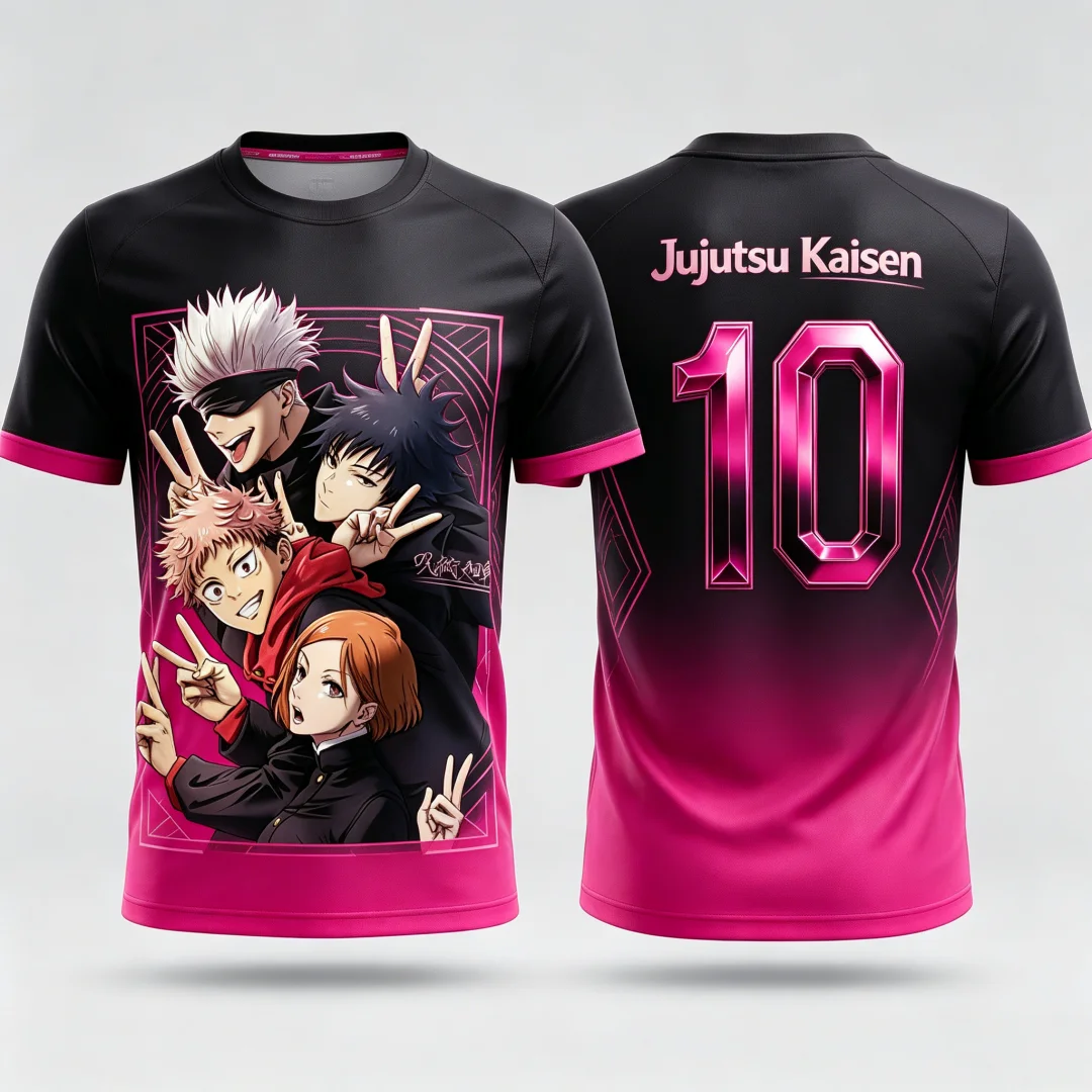 Jujutsu Kaisen Gradient 3D Print Men's Anime T-Shirt - Casual Short Sleeve Streetwear Harajuku Summer Top