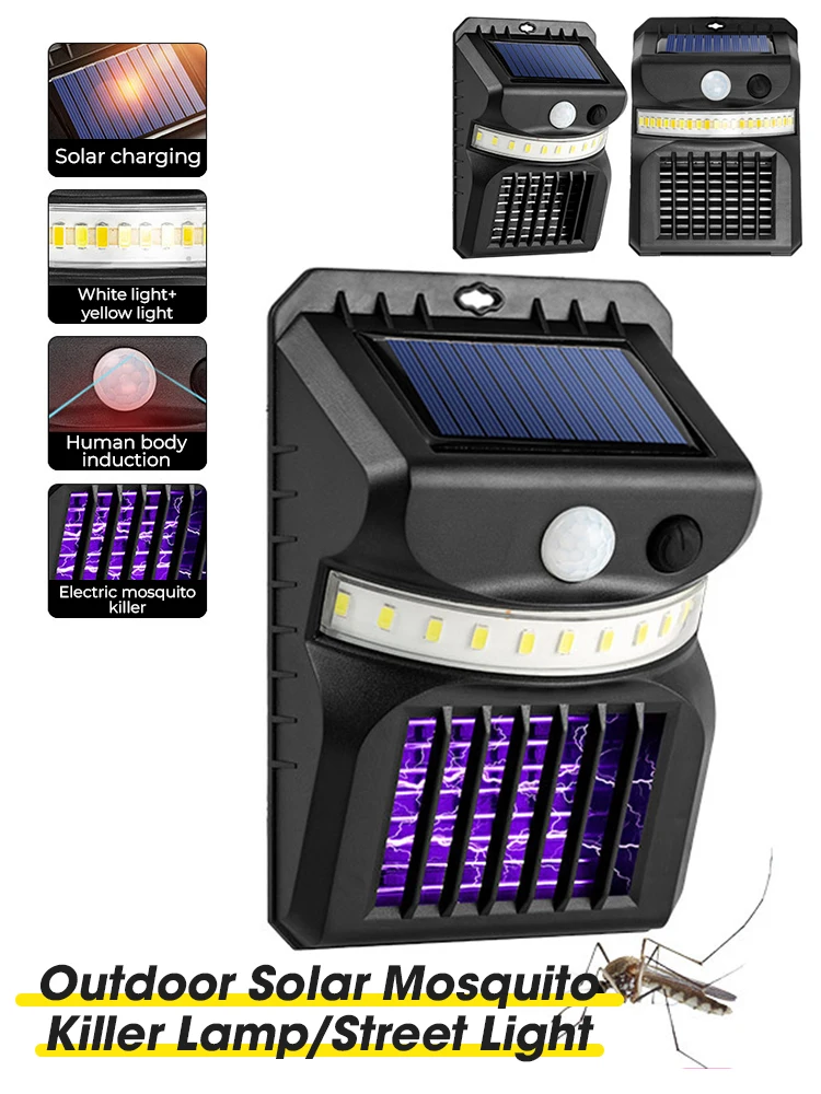 Solar Mosquitos Killer Lamp Outdoor Waterproof Anti Mosquito Trap Repellente Per Insetti Bug Zapper Luci A Risparmio Energetico Per Trappole Per Mosch