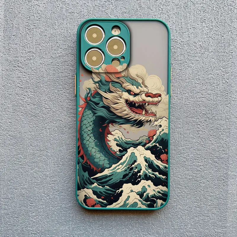 Luxury Fashion East Dragon Sea Wave INS Phone Case Cover