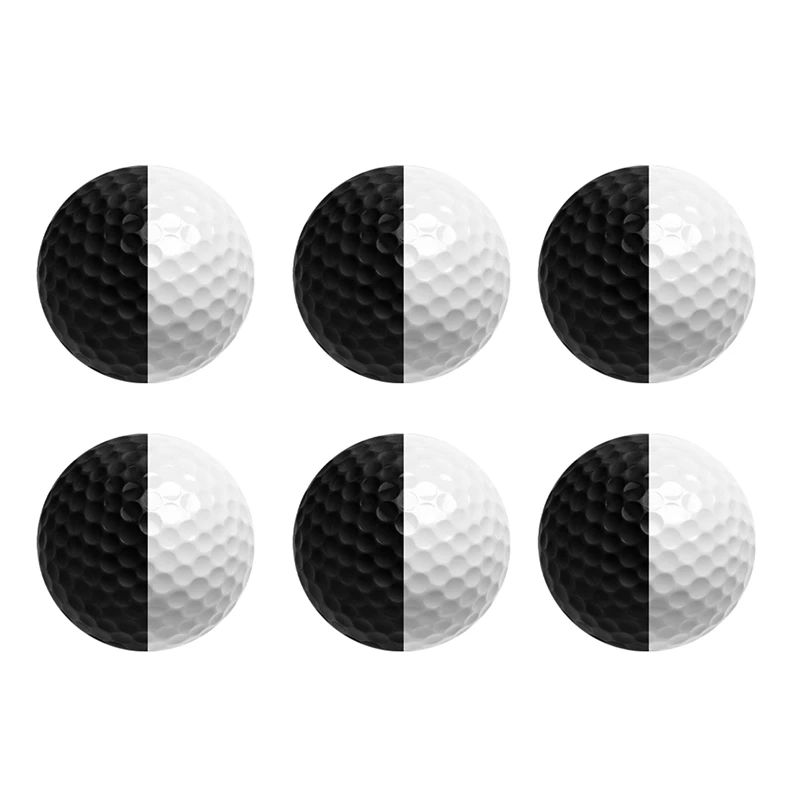 

Мяч для игры в гольф, 6 шт., трехуровневый мяч для тренировок, черно-белый мяч для визуального направления вращения