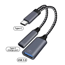 Dual-Function USB-C to USB-A OTG Adapter with Charging Port (USB C OTG Adapter)