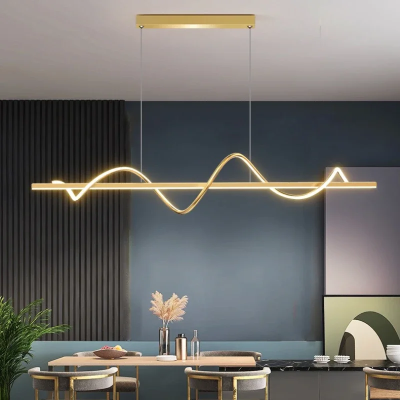 

Nordic Modern LED Chandelier Bedroom Living Room Light Fixture Home-appliance Room Decor Gold Black Strip Hanglamp Pendant Light