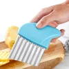 Crinkle Cutter Blade Waffle Fry Cutter Stainless Steel Vegetable Potato Wavy Chopper Knife French Fry Slicer for Carrot Onion 3