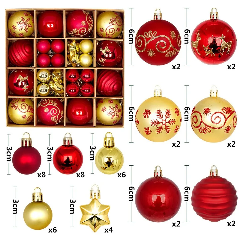 6Pcs Christmas Tree Ornaments 6CM Christmas Balls Hanging Pendants Home Party Decor