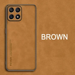 Luxurious Shockproof Matte Leather Phone Case with Soft Back Cover and Skin Feel Finish for Honor X6c (Bright Yellow)